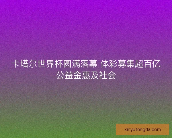 卡塔尔世界杯圆满落幕 体彩募集超百亿公益金惠及社会