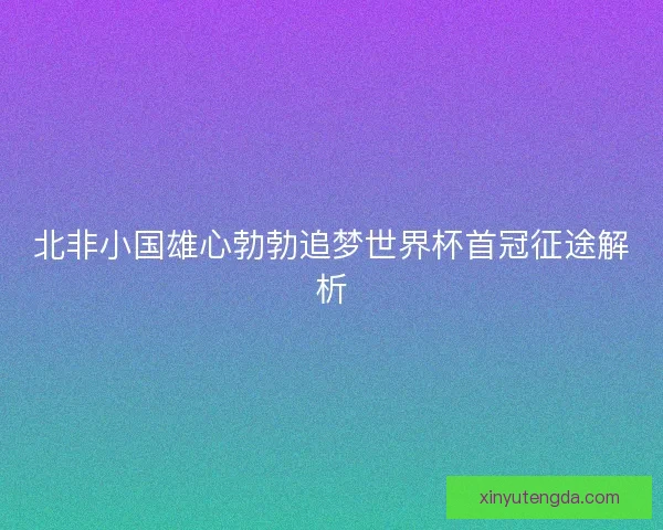北非小国雄心勃勃追梦世界杯首冠征途解析 北非小国雄心勃勃追梦世界杯首冠征途解析